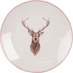 Clayre & Eef Ontbijtbord  Ø 20 cm Beige Bruin Porselein Hert Bord