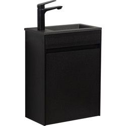 Badplaats Toiletmeubel Sinta 40 x 22 cm - Zwart - Fonteinmeubel met Zwarte Wastafel