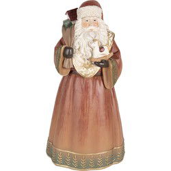 Clayre & Eef Kerstdecoratie Beeld Kerstman Rood Kunststof