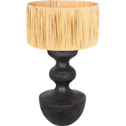 Anne Lighting - tafellamp - Lyons - zwart - gras hout - Ø 40cm - E27 - 3748ZW
