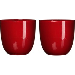 Mica Decorations Plantenpot - 2x - donkerrood - keramiek - D25 x H23cm - Plantenpotten