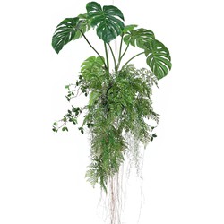 Kunst hangplant Monstera/Varen bal 100 cm XL