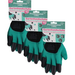 3x paar latex tuin handschoenen met graaf en beplant klauwen voor volwassenen - Werkhandschoenen