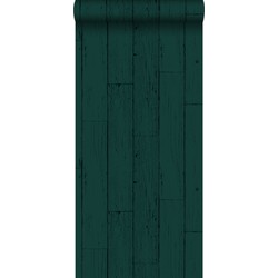 Origin behang verweerde houten planken smaragd groen