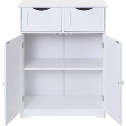 Cosmo Casa  Kommode - Ladenkast Kast - 2 laden en 2 deuren 80x70x35cm - Wit