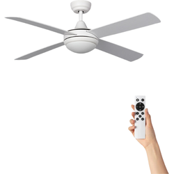 Plafondventilator Baffon met verlichting - Ø132cm -  6 snelheden - Afstandsbediening - Wit