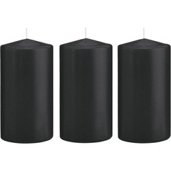 4x Kaarsen zwart 8 x 15 cm 69 branduren sfeerkaarsen - Stompkaarsen