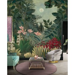 Vliesbehang - 300cm x 250 cm - Jungle geïnspireerd door Rousseau