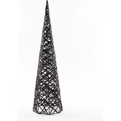 Anna Collection LED piramide kerstboom - H60 cm - zwart - kunststof - kerstverlichting figuur