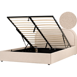 Beliani QUILLIEN - Tweepersoonsbed-Beige-Bouclé