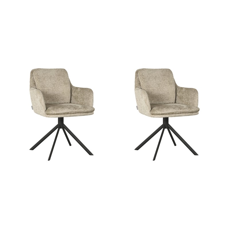 LABEL51 Eetkamerstoel Joy - Beige - Elegance - set van 2 - 