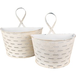 Clayre & Eef Planthouder  Beige Ijzer Halfrond Hangpot