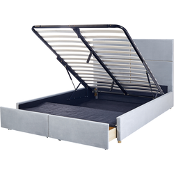 VERNOYES - Bed met opbergruimte - Lichtgrijs - 160 x 200 cm - Fluweel