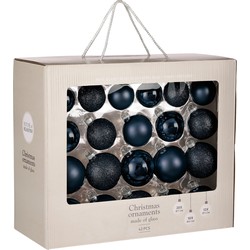 House of Seasons Kerstballen Set - 42 Stuks - Ø7 cm - Glas - Donkerblauw