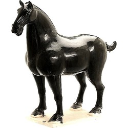 Fine Asianliving Keramiek Chinese Tang Dynastie Paard Zwart