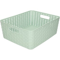 Plasticforte Opbergmand - Kastmand - rotan kunststof - mintgroen - 12 Liter - 30 x 37 x 13 cm - Opbergmanden