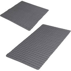 Urban Living Douche/badkamer anti-slip matten set - 2x stuks - rubber - antraciet - Badmatjes