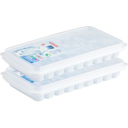 2x stuks Trays met Flessenhals ijsblokjes/ijsklontjes staafjes vormpjes 10 vakjes kunststof wit - IJsblokjesvormen