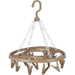 Urban Living Wasgoed droogcarrousel/droogmolen - 18 clips/knijpers - beige - kunststof - 32 cm - Hangdroogrek