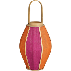 Mica Decorations Roger Lantaarn - H45 x Ø32 cm - Jute - Fuchsia, Oranje