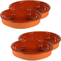 4x Terracotta tapas bakjes/schaaltjes 18 cm en 16 cm - Snack en tapasschalen