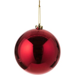 1x Grote kunststof kerstballen rood 15 cm - Kerstbal