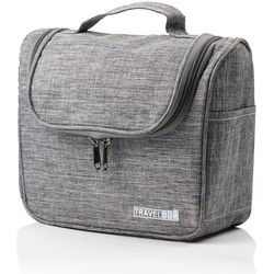 Decopatent® Ophangbare Toilettas met Haak - Dames & Heren - Travel bag Organizer - Waterdichte Reis tas - Mannen & Vrouwen - Grijs