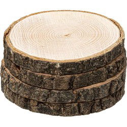 Secret de Gourmet - glazen onderzetters - 8x stuks - D10 cm - hout - Glazenonderzetters