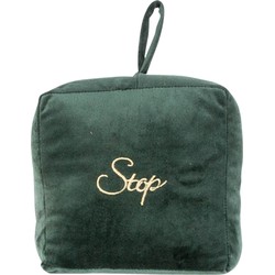 Cosy & Trendy deurstopper - velvet - 1.4 kg - donkergroen - oppak lus - 16 x 6.5 x 17 cm - Deurstoppers