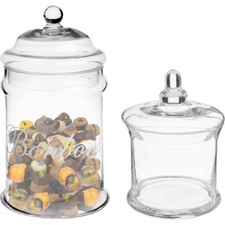 Set van 2x voorraadpotten/koektrommels 1L en 2L glas met deksel - Voorraadpot