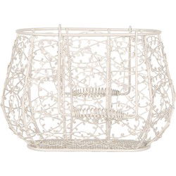 Clayre & Eef Opbergmand 23x14x16 /28cm Wit Metaal Keuken Mandjes