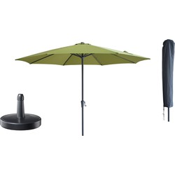 Kopu® Madrid grote Parasol Rond 350 cm met Beschermhoes en Voet - Olijfgroen