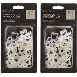 Lumineo kerstverlichting ophang haakjes - 48x st - bevestiging dakgoot - Lichtsnoeren