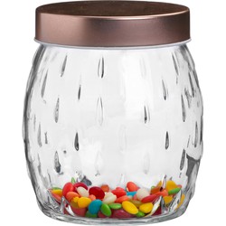 Urban Living Voorraadpot/bewaarpot Beau - 1L - glas - koperen deksel - D13 x H13 cm - Voorraadpot