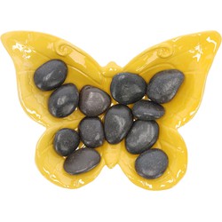 Esschert Design Bijen- en vlinder drinkschaal - geel - steen - 28 x 20 x 4,5 cm - Dieren drinkbak