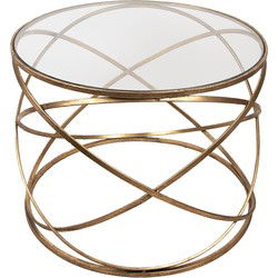 Clayre & Eef Bijzettafel  Ø 65x49 cm Goudkleurig Ijzer Glas Rond