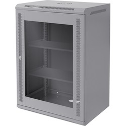 Netwerkkast 16 U 19 inch grijs 450 mm diep, 600 x 850 x 450 mm draagvermogen 60 kg