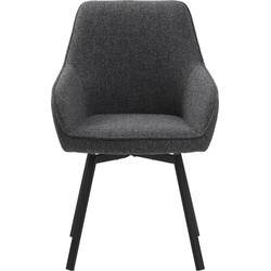 Eetkamerstoel Donkergrijs Stof - Draaibaar - 58x59x83cm - Alma - Set van 2