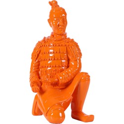 Fine Asianliving Terracotta Beeld Knielende Boogschutter Oranje