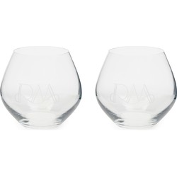 Riviera Maison Waterglazen set van 2 met Tekst - Identity Water Glass - 440 ml