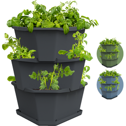 Gusta Garden - Paul Potato - Stapelbare Aardappeltoren - Tuinbak met 3 Levels - Kruidenbak - Kweekbak - Plantentoren - Antraciet