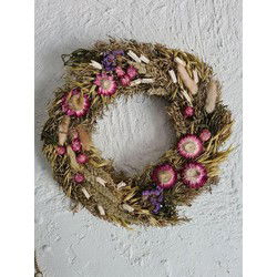 Krans droogbloemen l28 cm multi