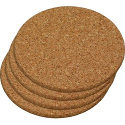 4x Kurken onderzetters 17 cm rond - Panonderzetters