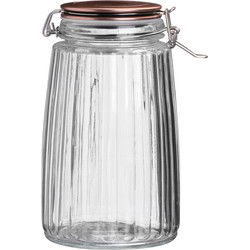 Urban Living Voorraadpot/bewaarpot - 1,8L - glas - met beugelsluiting - koperen deksel - Weckpotten
