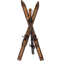 Clayre & Eef Decoratie Ski's 24x10x90 cm Bruin Hout Metaal