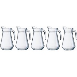 5x Sapkan/waterkan van glas 1600 ml - Schenkkannen