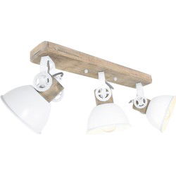 Mexlite - spot - Gearwood - wit - metaal rubber wood - opbouwspot - E27 - 2133W