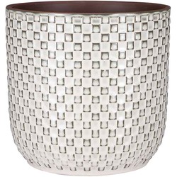 Mica Decorations Daan Bloempot - H20 x Ø 21 cm - Keramiek - Wit