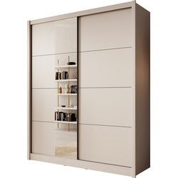 Meubella - Kledingkast Azul - Beige - 180 cm - Met spiegel