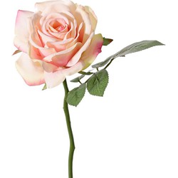 Top Art Kunstbloem Roos de luxe - roze - 30 cm - kunststof steel - decoratie - Kunstbloemen